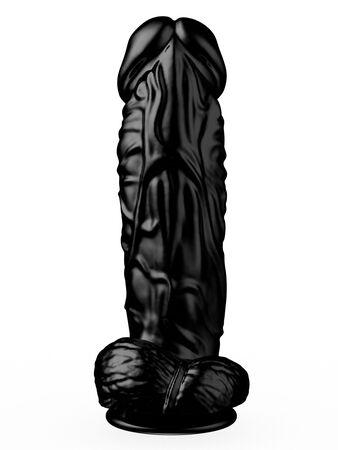 Большой чёрный фаллоимитатор на присоске - 20,5 см.